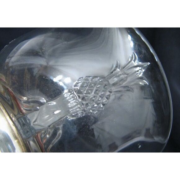 Heisey Glass Plantation Divided Condiment Bowl w/Sterling Silver Foot Pineapple - Picture 2 of 6